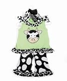 Mud Pie Baby Eieio Cotton Tunic and Spotted Pants Set, Cow, 0 - 6 Months