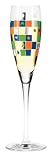 Champagne Glass, Pearls, Multi Squares, Designer Color Enamel Prosecco Flute in Gift Box