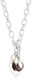Sterling Silver CH1443-PRP/PPRL Women's Amethyst Glass Heart and Plain Heart and 4 White Pearl Necklace