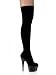 Black Velvet Stretch Thigh High Boot - 8