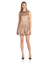 Lace Beaded Bubble Dress Dropped   Waistline Metallic/Polyester/Rayon  Dress