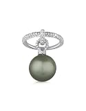 Forzieri Black Pearl Dangle Charm Diamond 18K Gold Ring