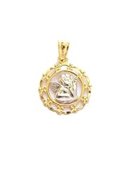 14k Real Yellow White Gold Archangel Raphael Angel Charm Pendant Small 13mm