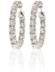 14k Gold Inside-Out Hoop Earrings with 3.00cttw of Diamonds