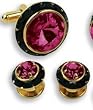 Cufflinks and Studs - Light Pink Stone Center