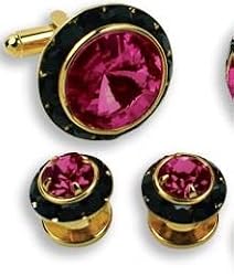 Cufflinks and Studs - Light Pink Stone Center