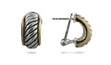 Eve's Addiction Sterling Silver Cable Hoop Earrings with Gold Accents