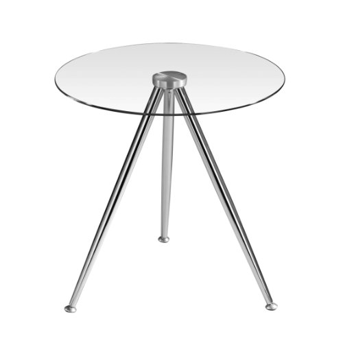 Premier Housewares Round Side Table with Glass/Chrome Tripod Legs, 50 x 50 x 50 cm