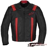 ALPINESTARS ROD LEATHER JACKET BLACK/RED MD 310258-13-M