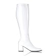 Womens Knee High Boots White GOGO 3 Inch WIDE CALF Sexy Block Heel Knee Boot
