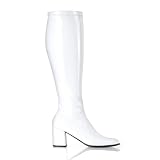 Womens Knee High Boots White GOGO 3 Inch WIDE CALF Sexy Block Heel Knee Boot