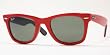 Ray Ban RB 2140 ORIGINAL WAYFARER Sunglasses - Top Red on Black Frame / Crystal Green Lens