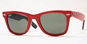 Ray Ban RB 2140 ORIGINAL WAYFARER Sunglasses - Top Red on Black Frame / Crystal Green Lens