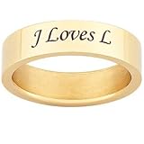 Mens Gold Titanium Top-Engraved Wedding Band - Personalized Jewelry