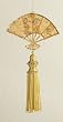Asian Fusion Gold Oriental Hand Fan with Tassels Christmas Ornament 9"