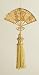 Asian Fusion Gold Oriental Hand Fan with Tassels Christmas Ornament 9"