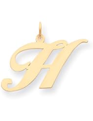 14k Yellow Gold Large Fancy Script Initial H Charm. Gold Wt- 0.68g.