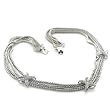 Rhodium-Plated Brass Chain Necklace with Clear CZ Ribbons - 16 inch length