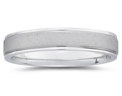 5 mm Brushed Center Comfort-Fit Men's Wedding Band in 14k White Gold