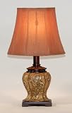 Small Oval Taupe Embossed Accent Table Lamp