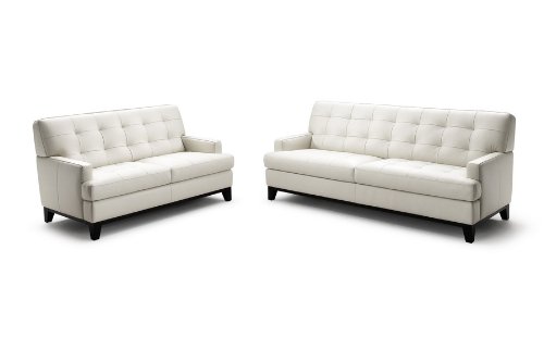 Adair White Leather Modern Sofa