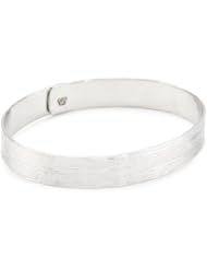 Stella Flame "Nova Roma" Silver Bangle Bracelet with 14k White Gold-Micron Plating