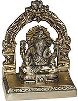 God Ganesha Brass Sitting Statue Sculpture 3.75 x 2 x 5 inches