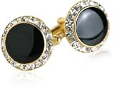 Gold Enamel CZ Cufflinks with Gift Box