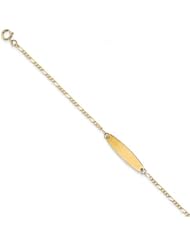 MadiK® Kids 14k Yellow Gold Polished Figaro Link Oval Baby ID Bracelet 6"
