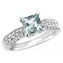 Princess-Cut AAA Aquamarine Engagement Ring 14k White Gold Antique Style