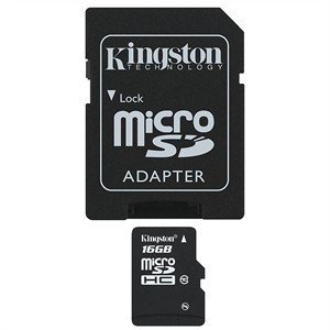 Kingston 16 GB Class 10 MicroSD Flash Card with SD Adapter SDC10/16GB