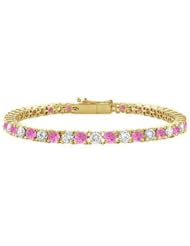 Pink Sapphire and Diamond Tennis Bracelet 14K Yellow Gold 1.00 CT TGW