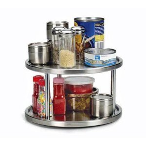 STAINLESS steel LAZY Susan 2 tier TURNTABLE Kitchen