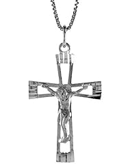 Sterling Silver Crucifix Pendant, 1 3/8 inch