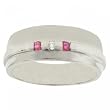 Sterling Silver Band Ring 3 Stone Ruby Diamond Design