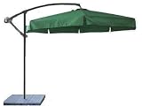 10 Foot Hunter Green Cantilever Offset Umbrella with 2rd Generation Sand Base Patio Deck