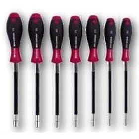 Wiha 37291 Long Flexible Shaft Nut Driver Set with SoftFinish Handles, Metric, 7 Piece