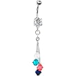 Aqua Orange White Navy Blue Crystal Sports Team Belly Ring