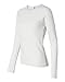 Ladies' Baby Rib Long-Sleeve Crew Neck Tee (White) (Large)