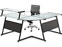 Acero Office Table With Frosted Glass Top