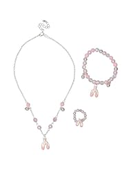 Heirloom Finds Little Girl Pink Ballet Slippers Necklace Bracelet Ring Set