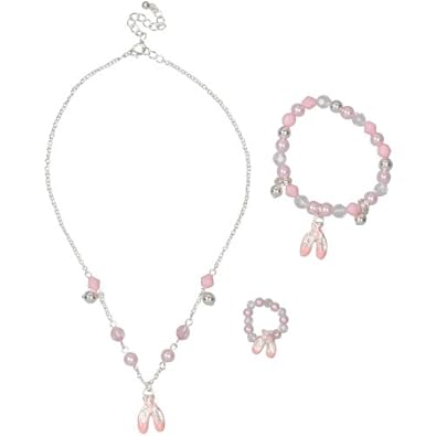 Cheap Girls Jewelry Heirloom Finds Little Girl Pink Ballet Slippers Necklace Bracelet Ring Set For Sale