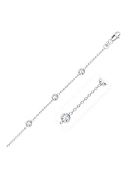 14K White Gold Anklet with Round White Cubic Zirconia
