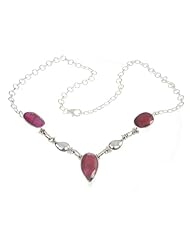 925 Sterling Silver Created Ruby Necklace, 17", 22.6g