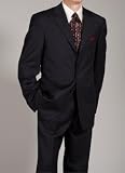 Andrew Fezza Black Fine Line 3-Button Wrinkle Resistant Suit