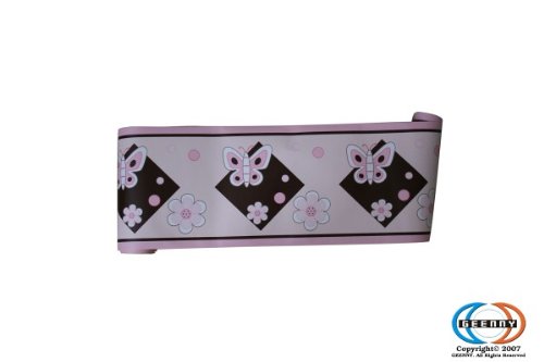 GEENNY Wall Border For Boutique Pink Brown Butterfly 13 PCS Crib Bedding Set product image