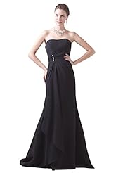 A-line Strapless Floor Length Chiffon Lace-Up Natural   Waistline Bridesmaid Dress 