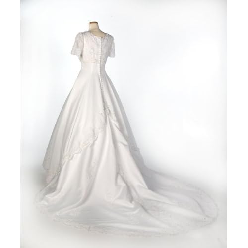 White Cap Sleeve Satin Wedding Gown