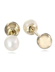 14k Yellow Gold and White Freshwater Cultured Pearl Reversible Stud Earrings (3.75mm)