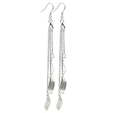 Sterling Silver Triple Chain Dangle Modern Design Earrings .925 Stamp Hypoallergenic
